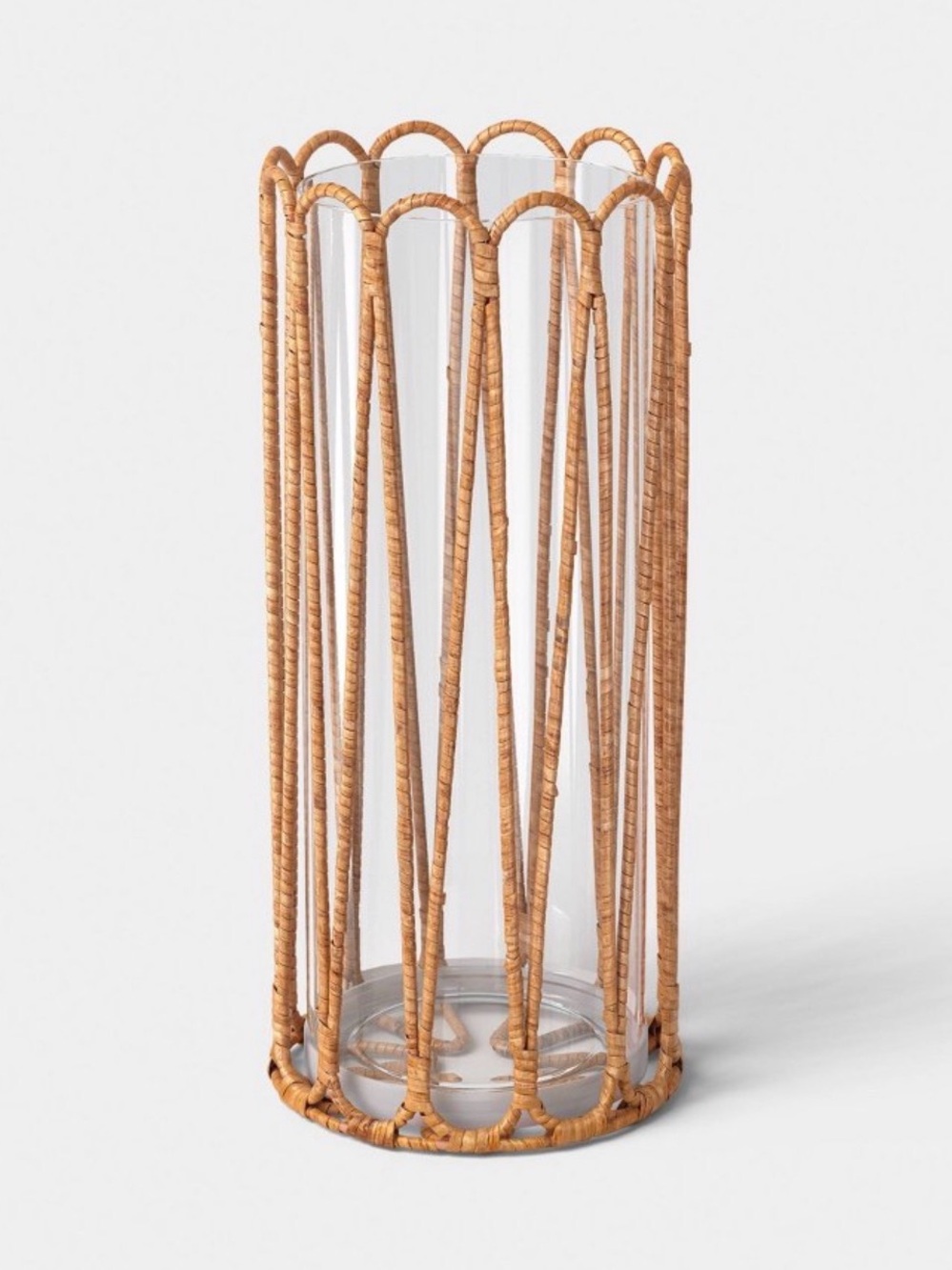 Tall Rattan Wrapped Hurricane Candle Holder- Threshold